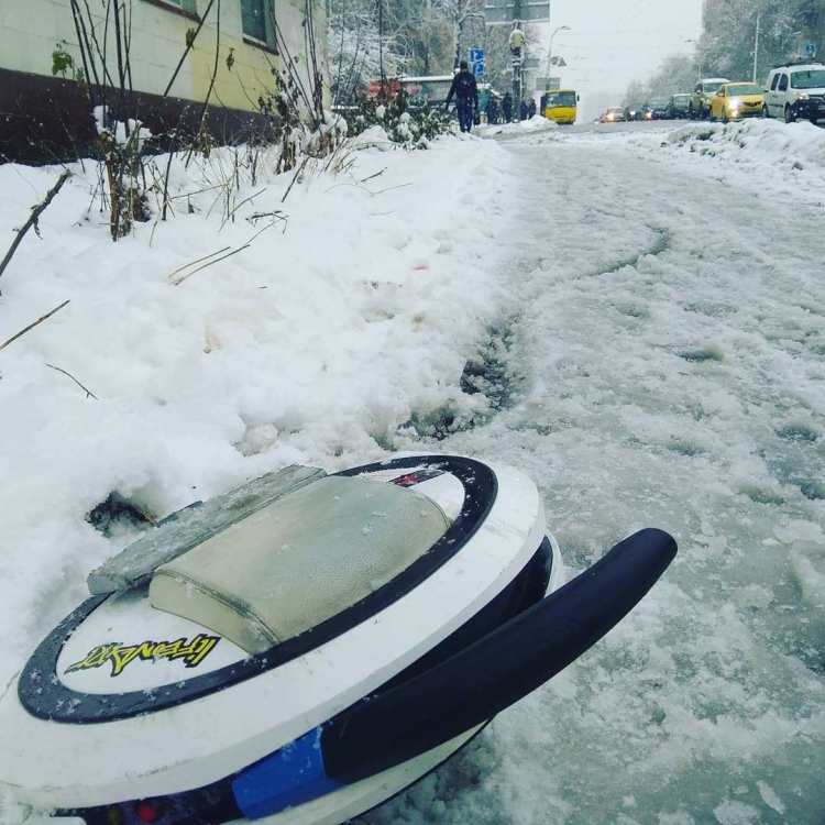 Моноколесо зимой