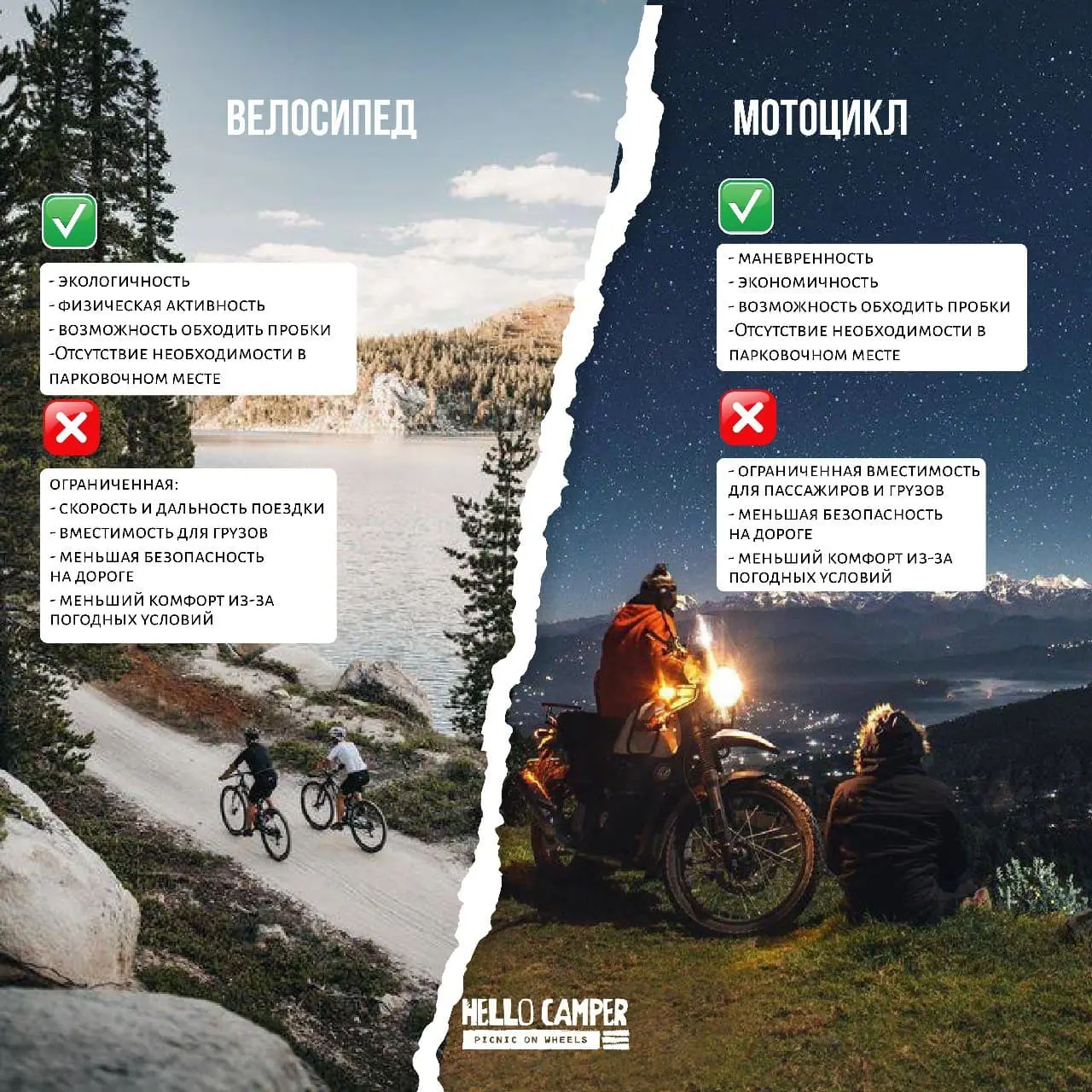 Плюсы и минусы путешествий на велосипеде и мотоцикле