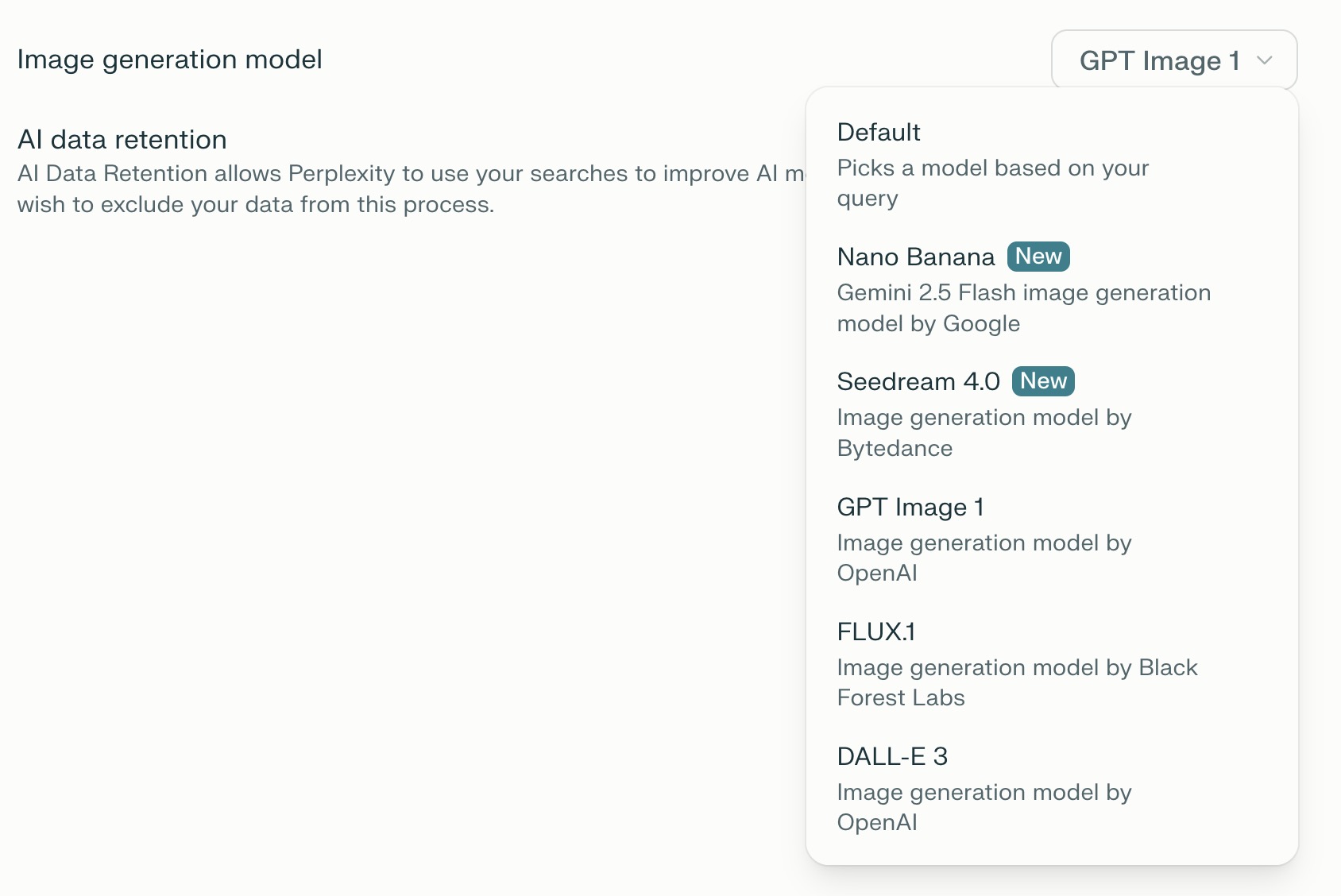 Выбор моделей для генерации изображений в Perplexity