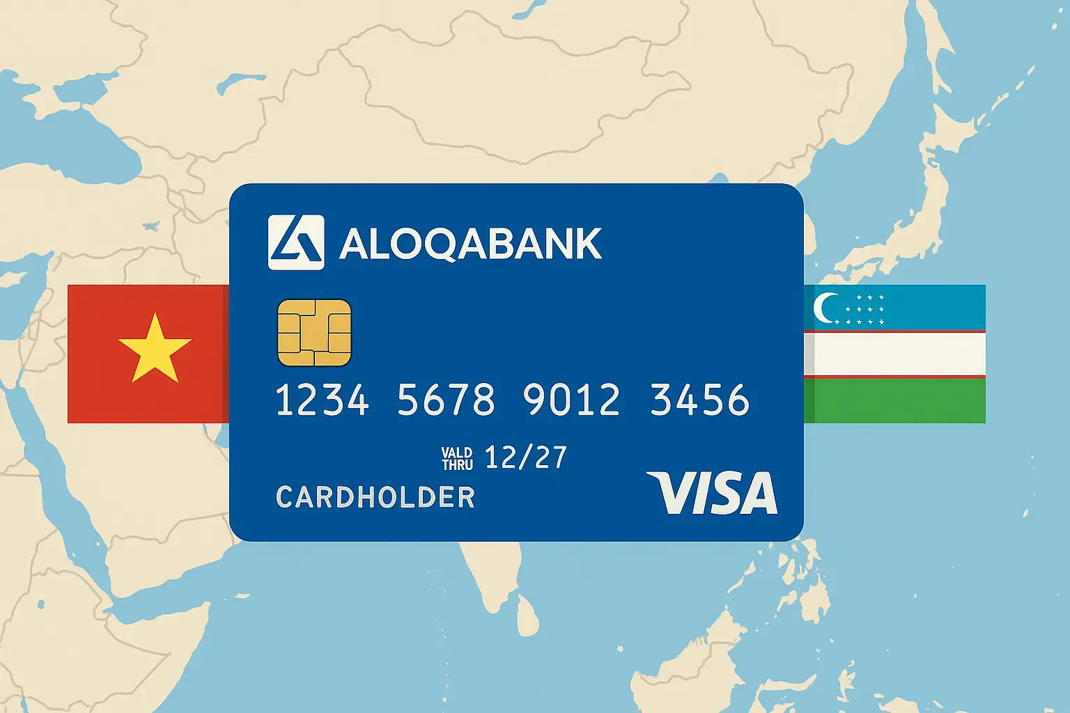 AloqaBank Card with Asian Flags