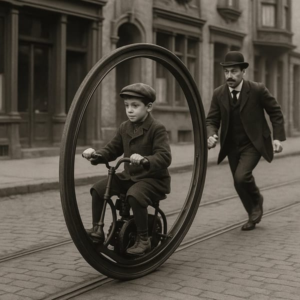 Прообраз современного моноколеса из 1900-х показали на архивных кадрах