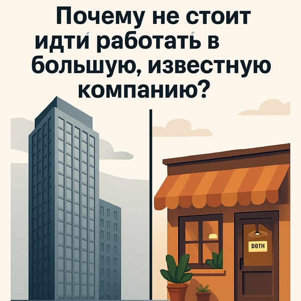 Почему не стоит идти работать в большую, известную компанию?